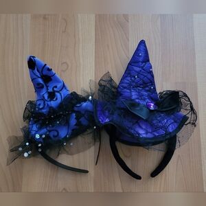 Girls Headband Lot of 2 Purple Black Witches Hat Halloween Accessoires Hair Set